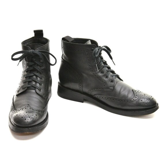 Men Thursday Black Wingtip Brogue Hand Made Boota 9 M - Picture 2 of 7